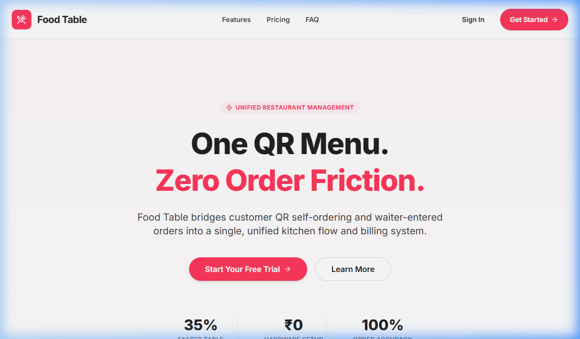 Food Table - Smart QR Menu & Restaurant Ordering System